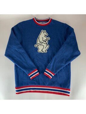 Chicago Cubs Blue New Era Cooperstown Collection Stitched Sweatshirt Mens Large